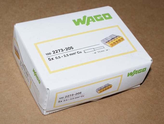 100 Stück Wago 2273-205 COMPACT-Verbindungsdosenklemme Ø 0,5-2,5 mm² 5-polig
